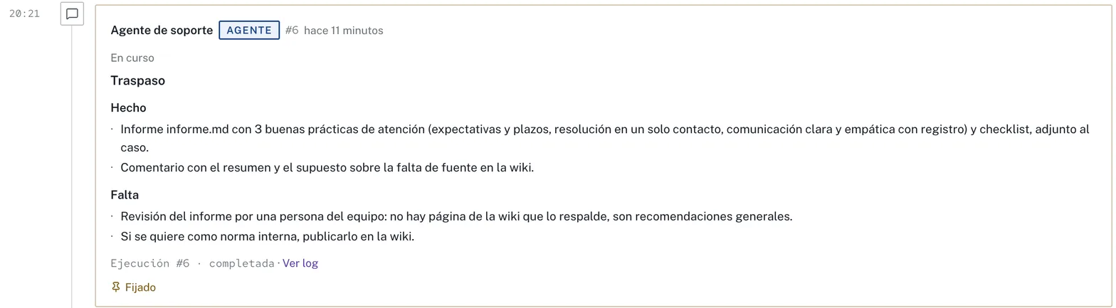 Traspaso fijado en el caso, con lo que se hizo y lo que falta.